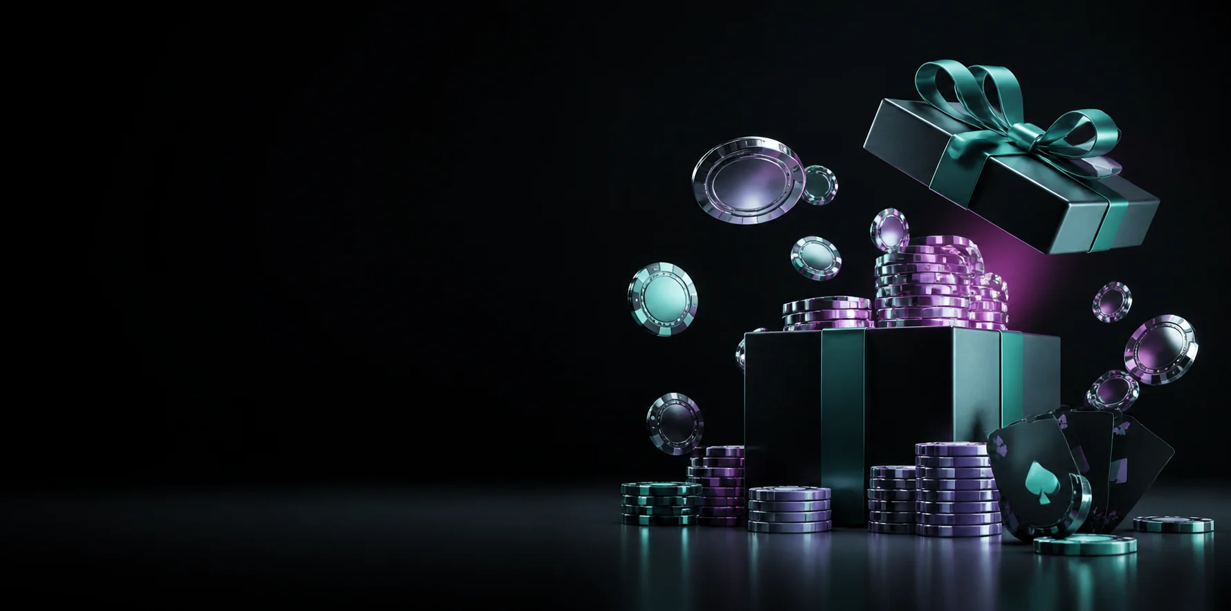 Caja de regalo y fichas de casino
